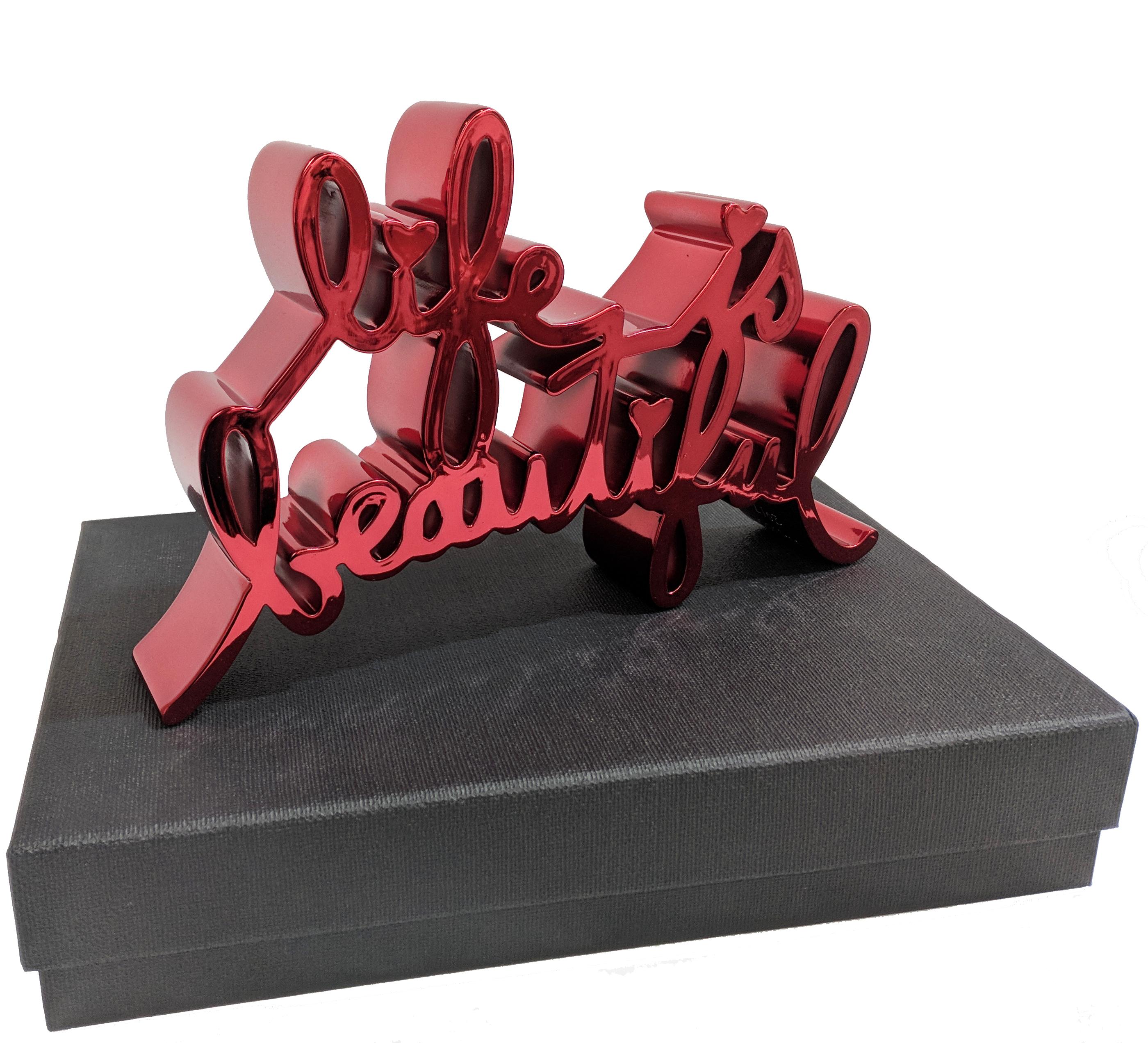 Mr Brainwash Abstract Sculpture - LIFE IS BEAUTIFUL (HARD CANDY RED)