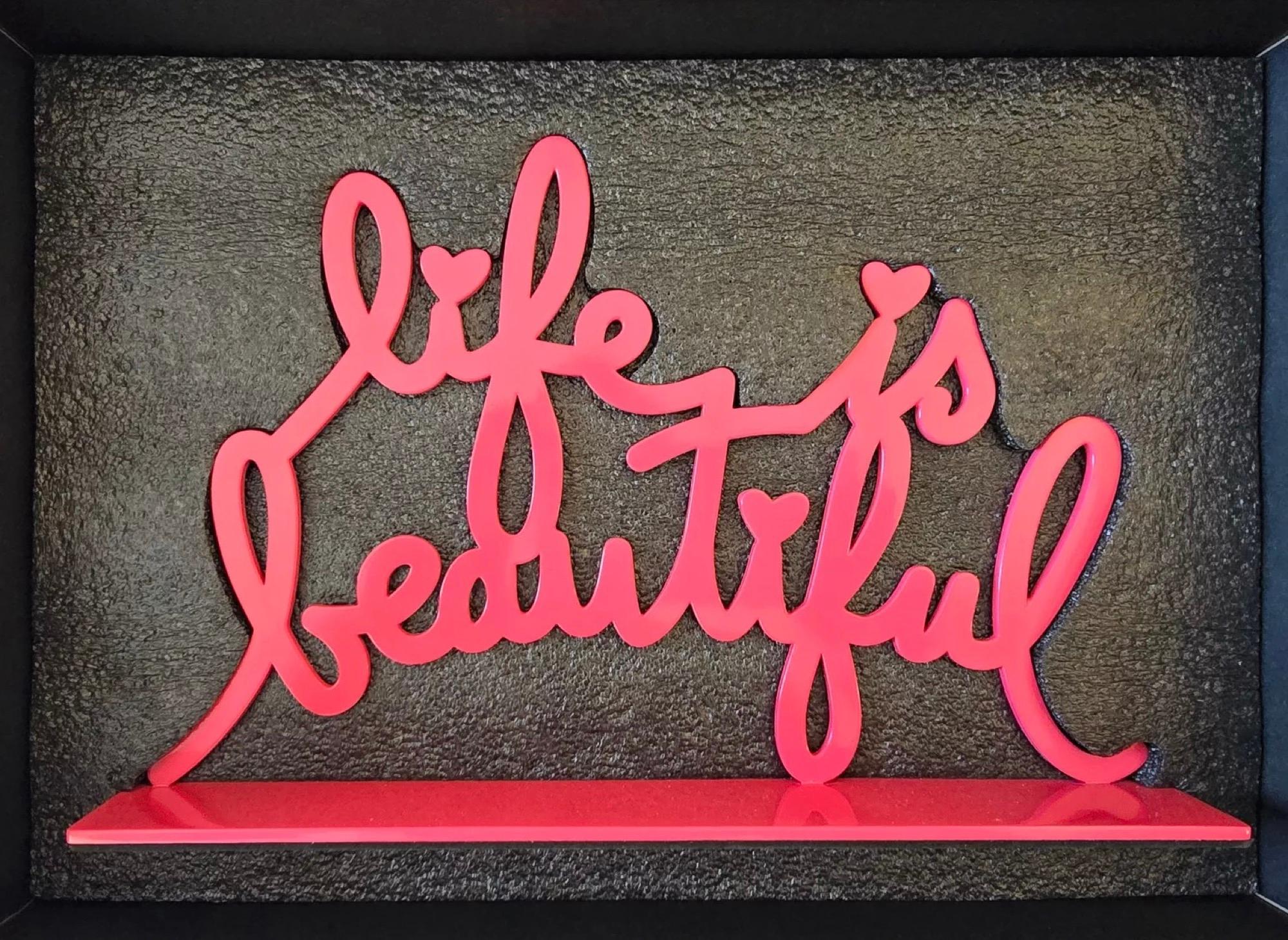 Figurative Sculpture di Mr Brainwash - La vita è bella (rosa)