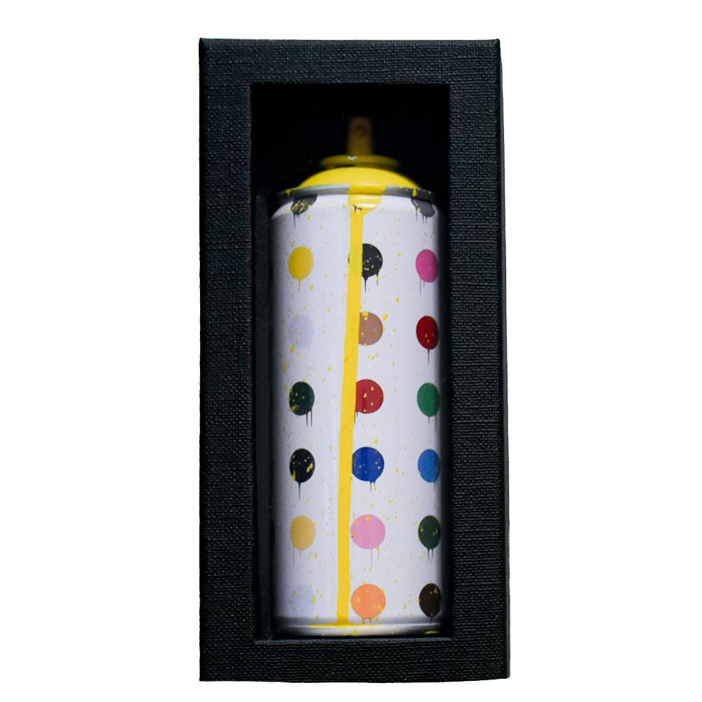 Cheerful and bright Mr. Brainwash Hirst Dots Spray Can in yellow version.
Has his version of the iconic dots made famous by Damien Hirst.
Limited edition of only 200.
Hand finished in Yellow Paint making each piece a Unique Sculpture.
Mr.