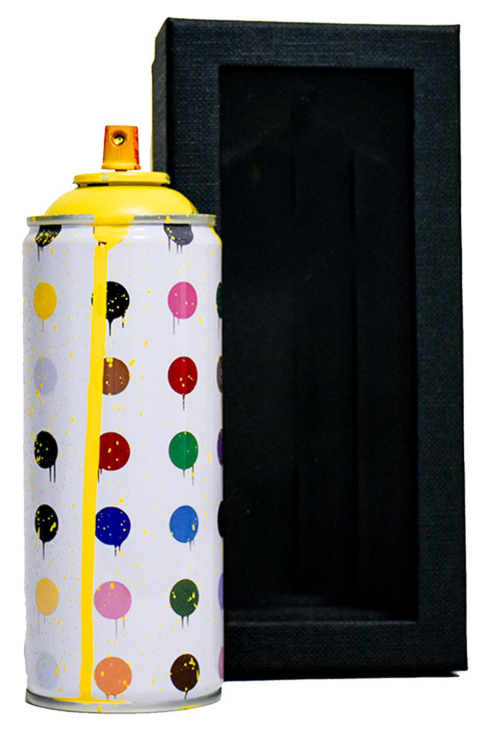 MR. BRAINWASH Hirst Dots Spray Can (Yellow Hand Finished) - Art by Mr Brainwash
