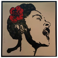 Mr. Brainwash 'Billie Holiday' Broken Vinyl Records on Canvas, 2018