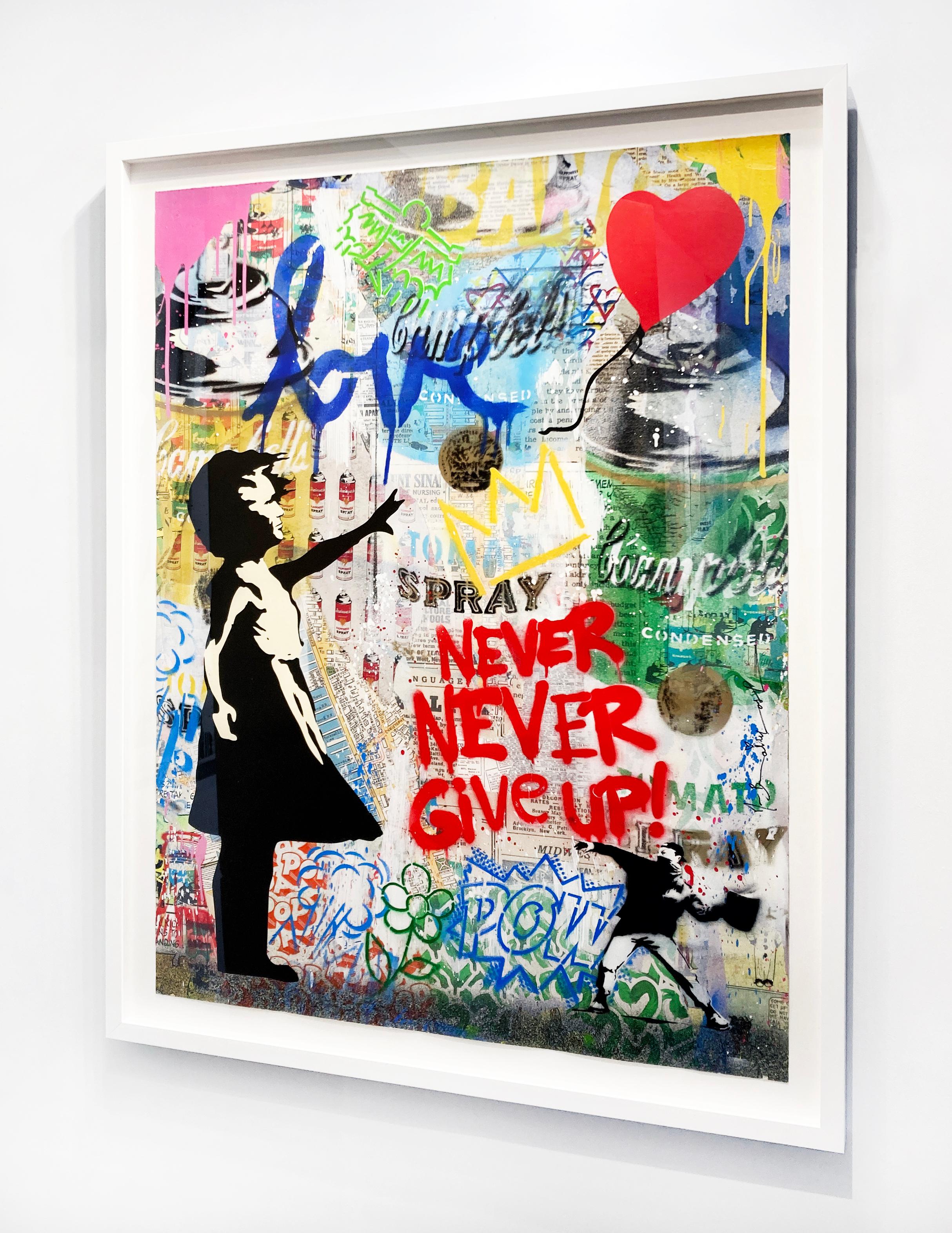 Artist:  Brainwash, Mr.
Title:  Balloon Girl
Date:  2024
Medium:  Silkscreen and Mixed Media on Paper
Unframed Dimensions:  50