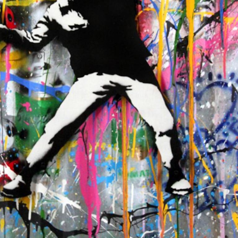 Banksy Thrower (Streetart), Mixed Media Art, von Mr. Brainwash