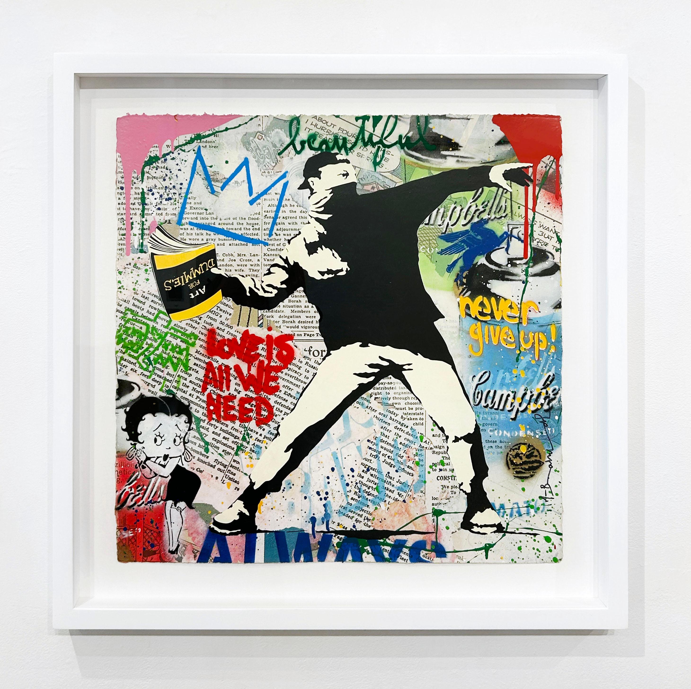 Lanzador Banksy - Mixed Media Art Arte callejero de Mr. Brainwash