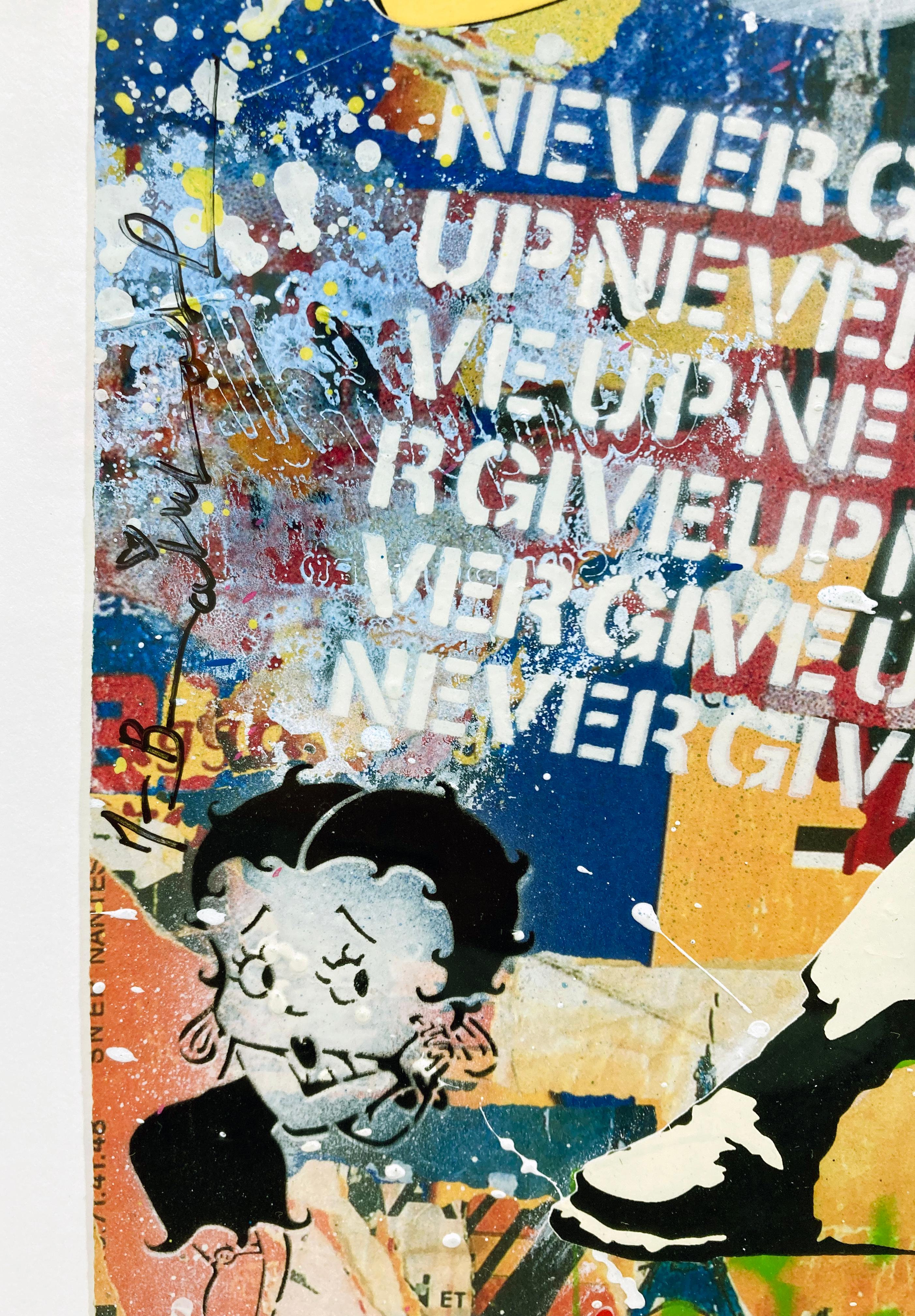 Artist:  Brainwash, Mr.
Title:  Banksy Thrower
Date:  2023
Medium:  Silkscreen and Mixed Media on Paper
Unframed Dimensions:  20