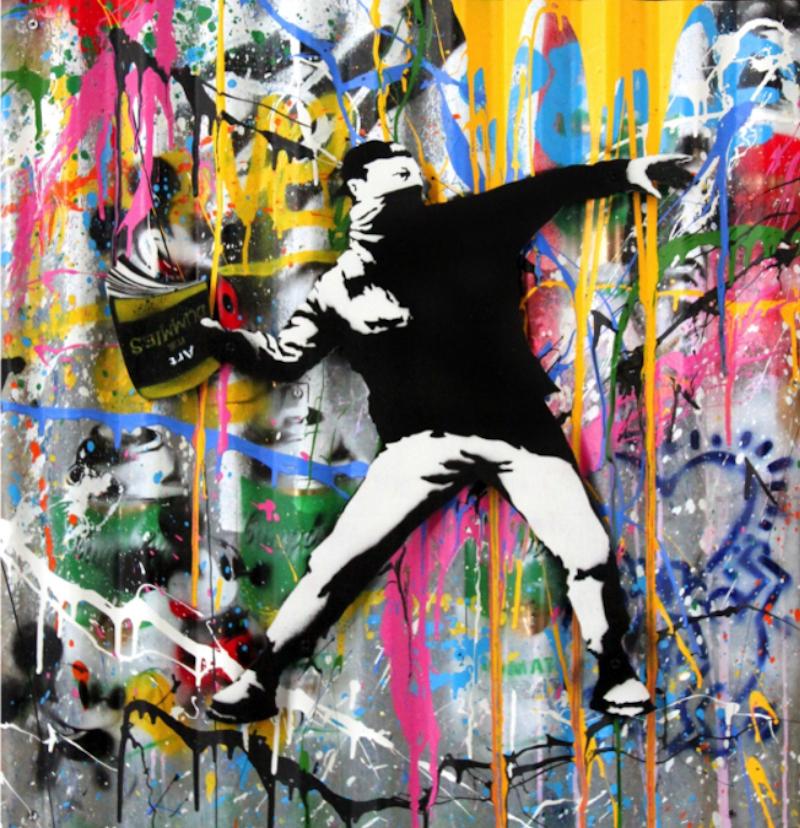 Banksy Thrower – Mixed Media Art von Mr. Brainwash