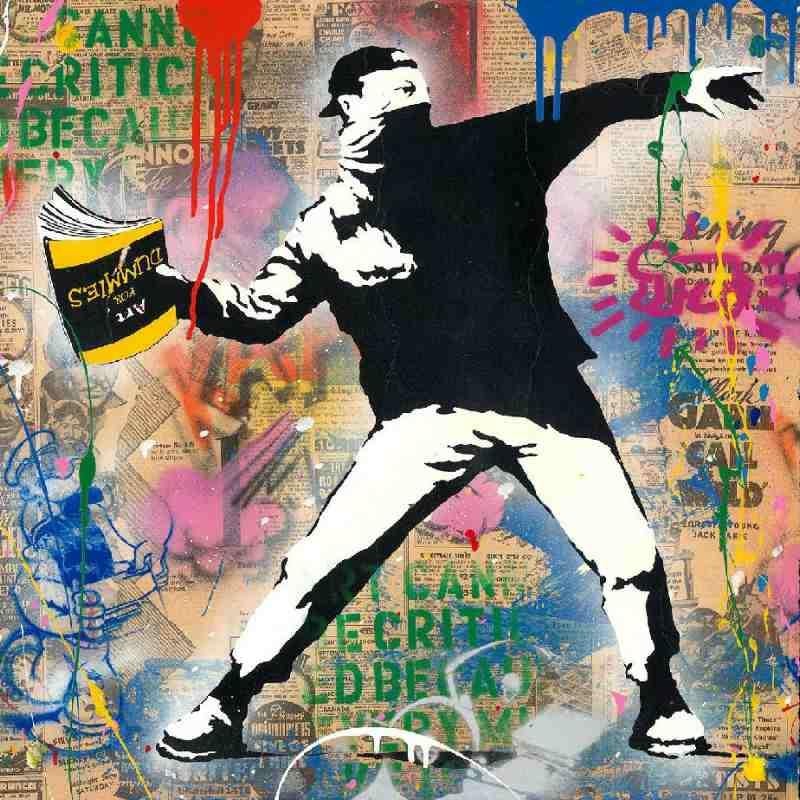 Banksy thrower - Mixed Media Art by Mr. Brainwash