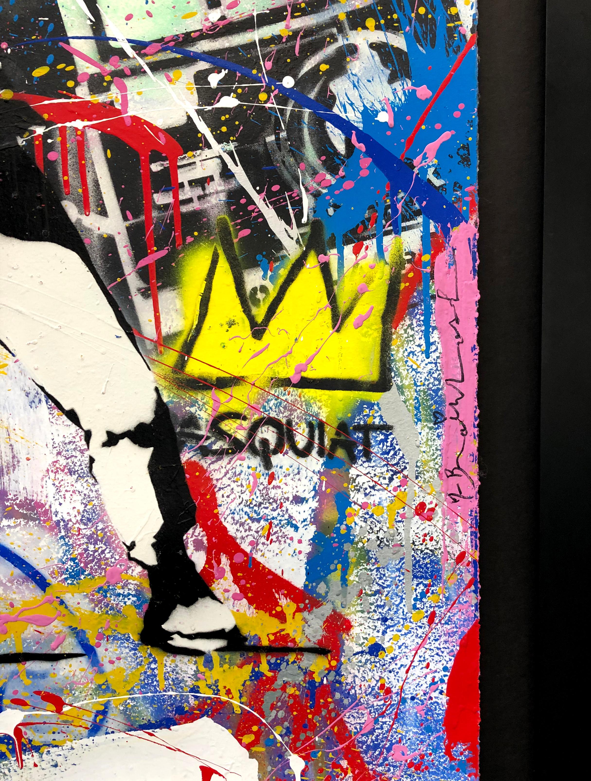 Banksy Thrower (original painting) - Street Art Mixed Media Art by Mr. Brainwash