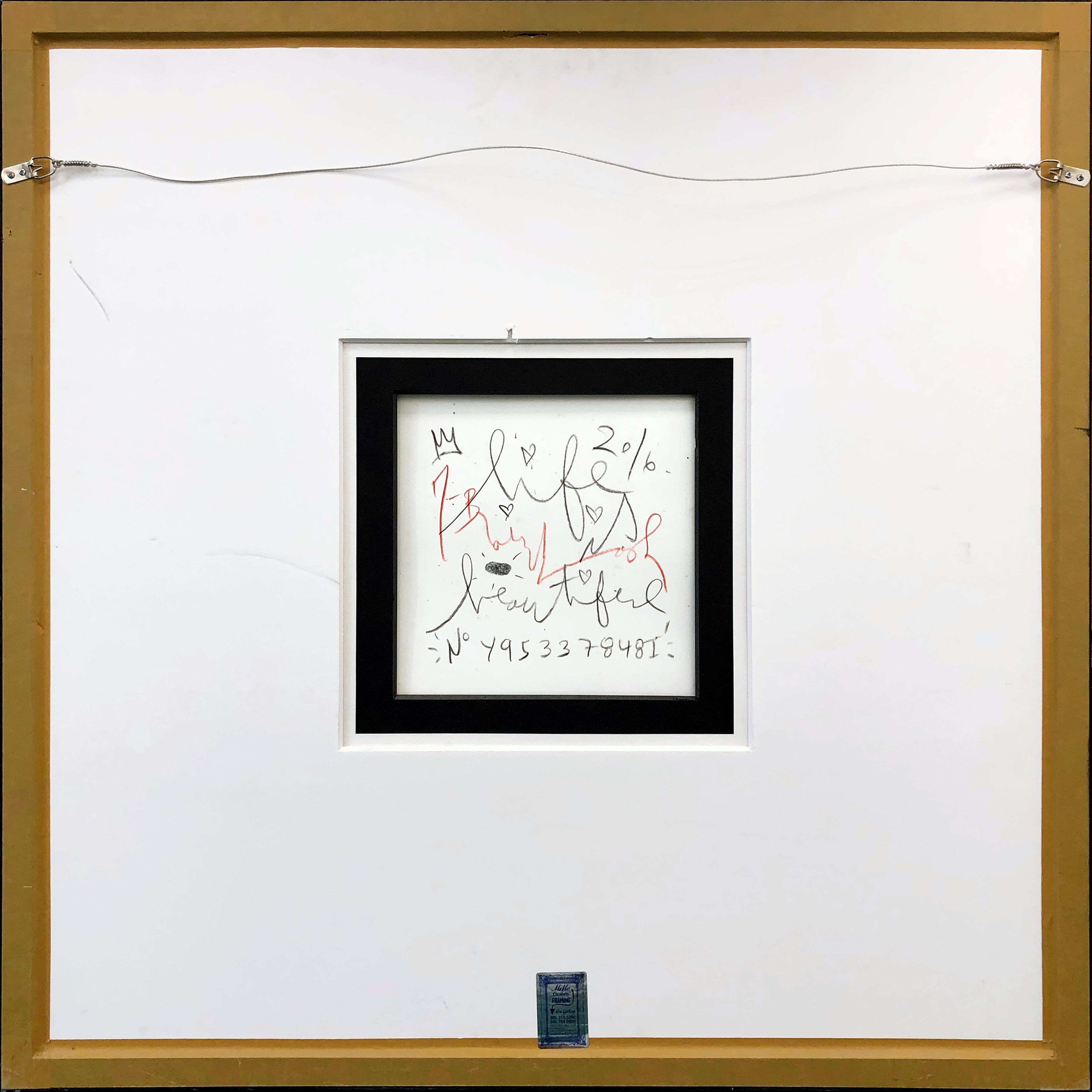 Original mixed media on paper.  Hand signed on front; signed, numbered and dated on verso with studio catalog number and thumbprint.   Artwork size 36.75 x 36.5 inches.  Frame size approx 42.5 x 42.5 inches.

Artwork is in excellent condition.