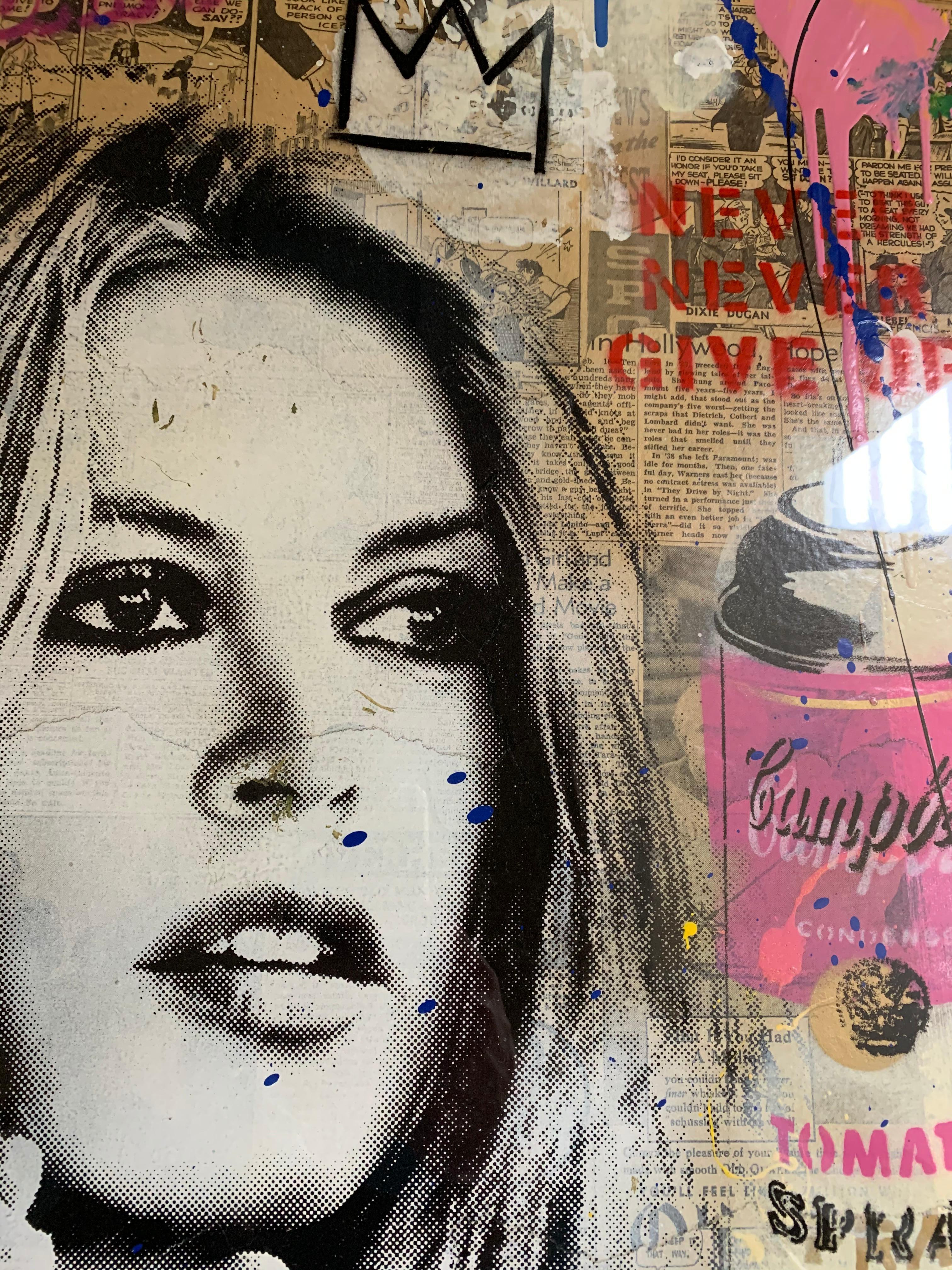 Framed One Of A Kind Mixed Media On Paper By Mr. Brainwash  Paper Size 30
