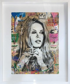 Mr. Brainwash "Brigitte Bardot" Original Mixed media on paper comes Framed