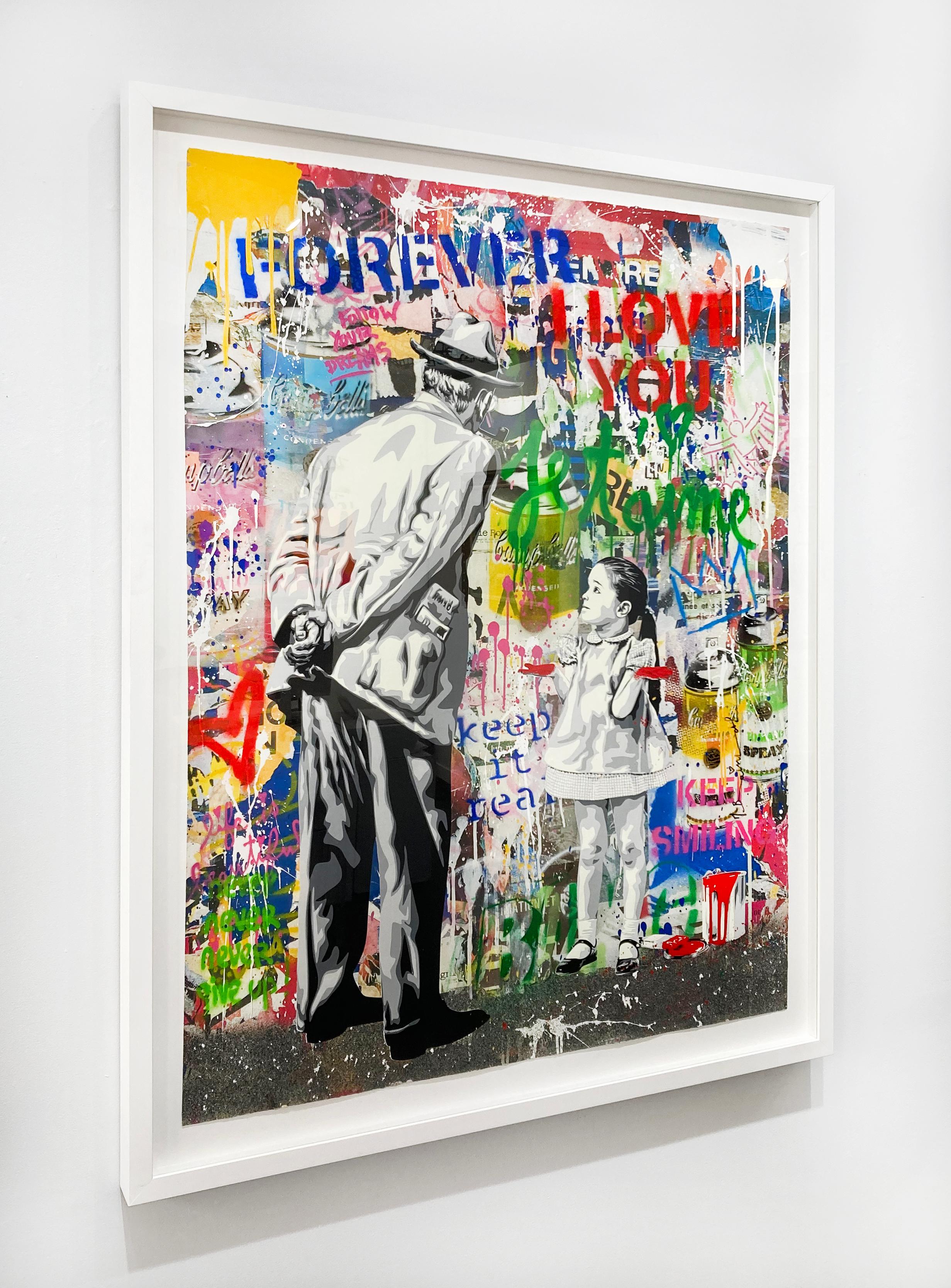 Artist:  Brainwash, Mr.
Title:  Caught Red Handed
Date:  2022
Medium:  Silkscreen and Mixed Media on paper
Unframed Dimensions:  50