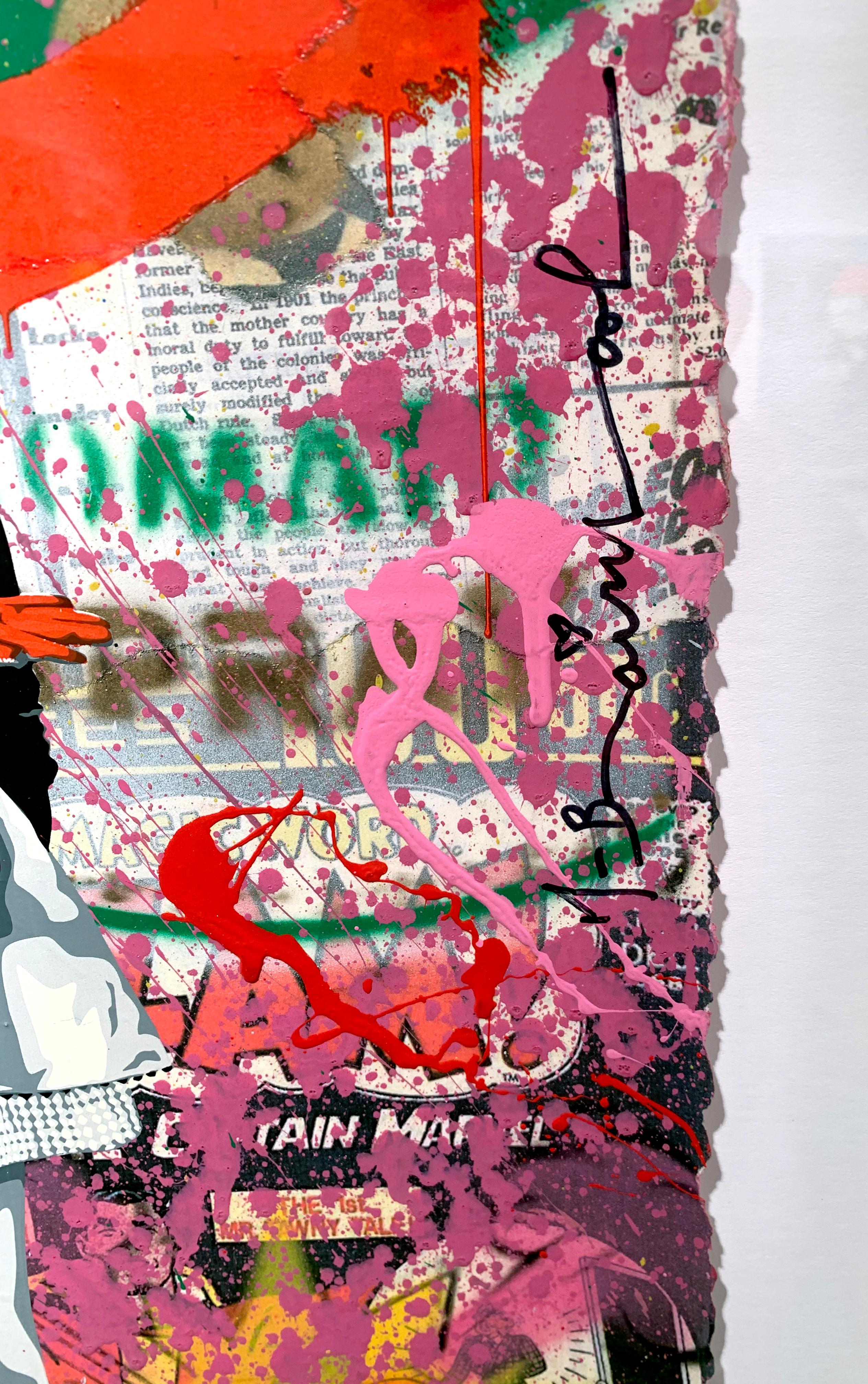 Artist:  Brainwash, Mr.
Title:  Caught Red Handed
Date:  2020
Medium:  Silkscreen and Mixed Media on Paper
Unframed Dimensions:  30