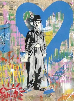 Chaplin - Mr. Brainwash, Charlie Chaplin, Stencil and Mixed Media on Paper.