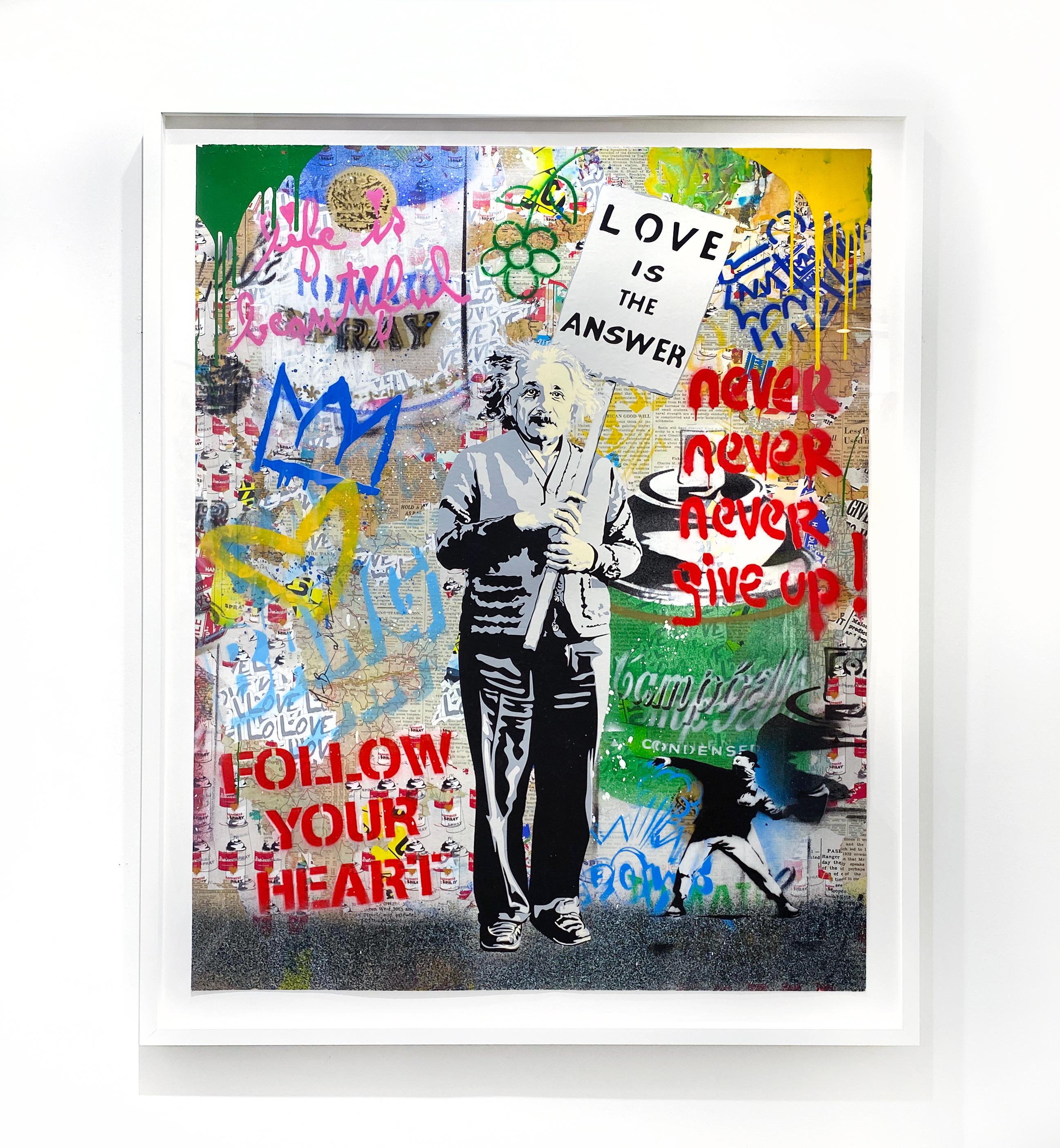 Einstein - Street Art Mixed Media Art by Mr. Brainwash