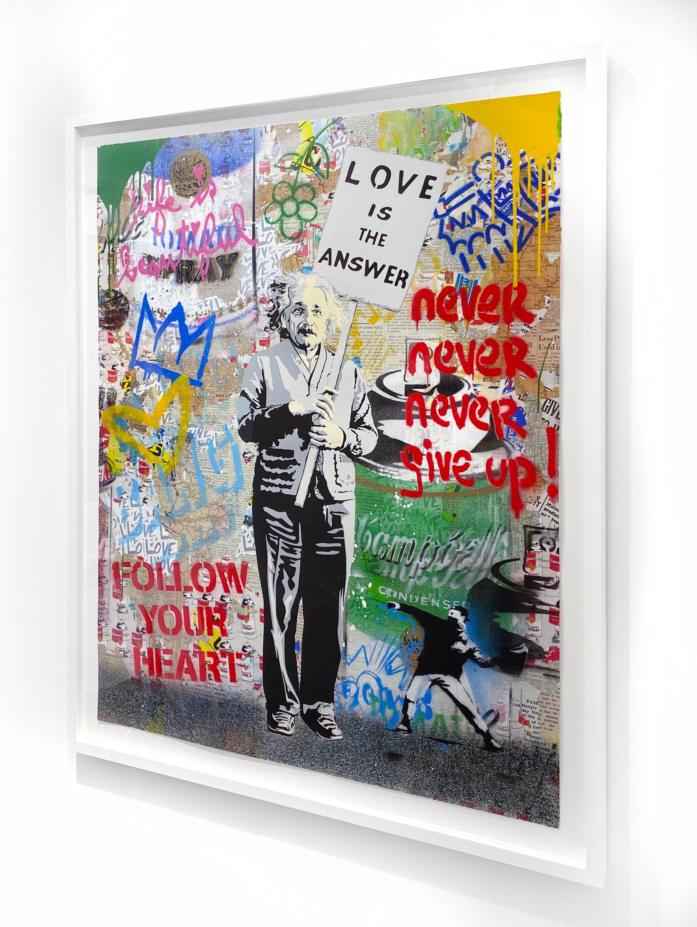 Artist:  Brainwash, Mr.
Title:  Einstein
Date:  2024
Medium:  Silkscreen and Mixed Media on Paper
Unframed Dimensions:  50