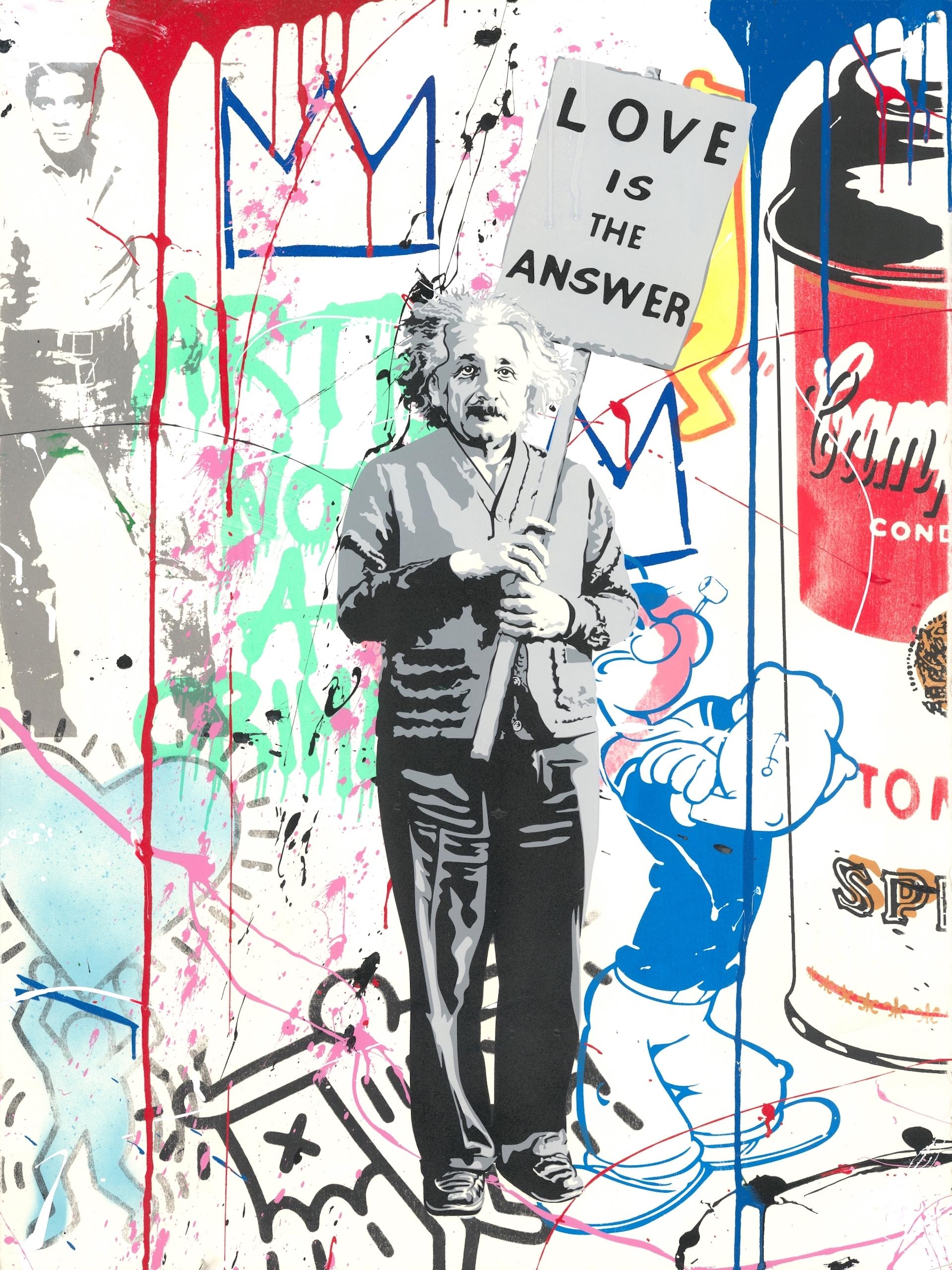 Einstein meets Elvis - Mixed Media Art by Mr. Brainwash