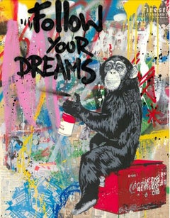 Every Day Life Follow Your Dreams (Unique Mixed Media Painting; Thierry Guetta)