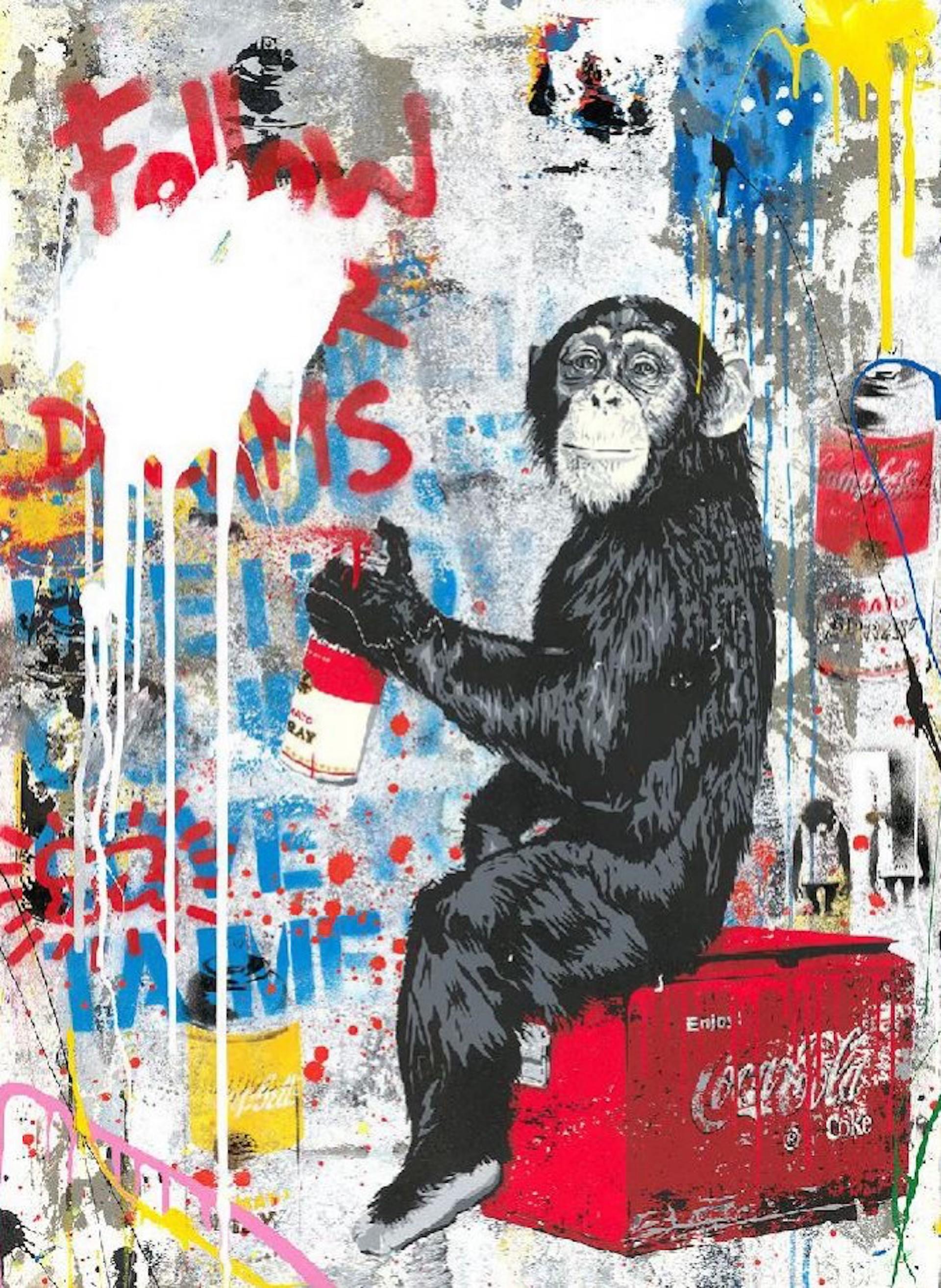 Every Day Life - Follow your Dreams on cement - Mixed Media Art by Mr. Brainwash