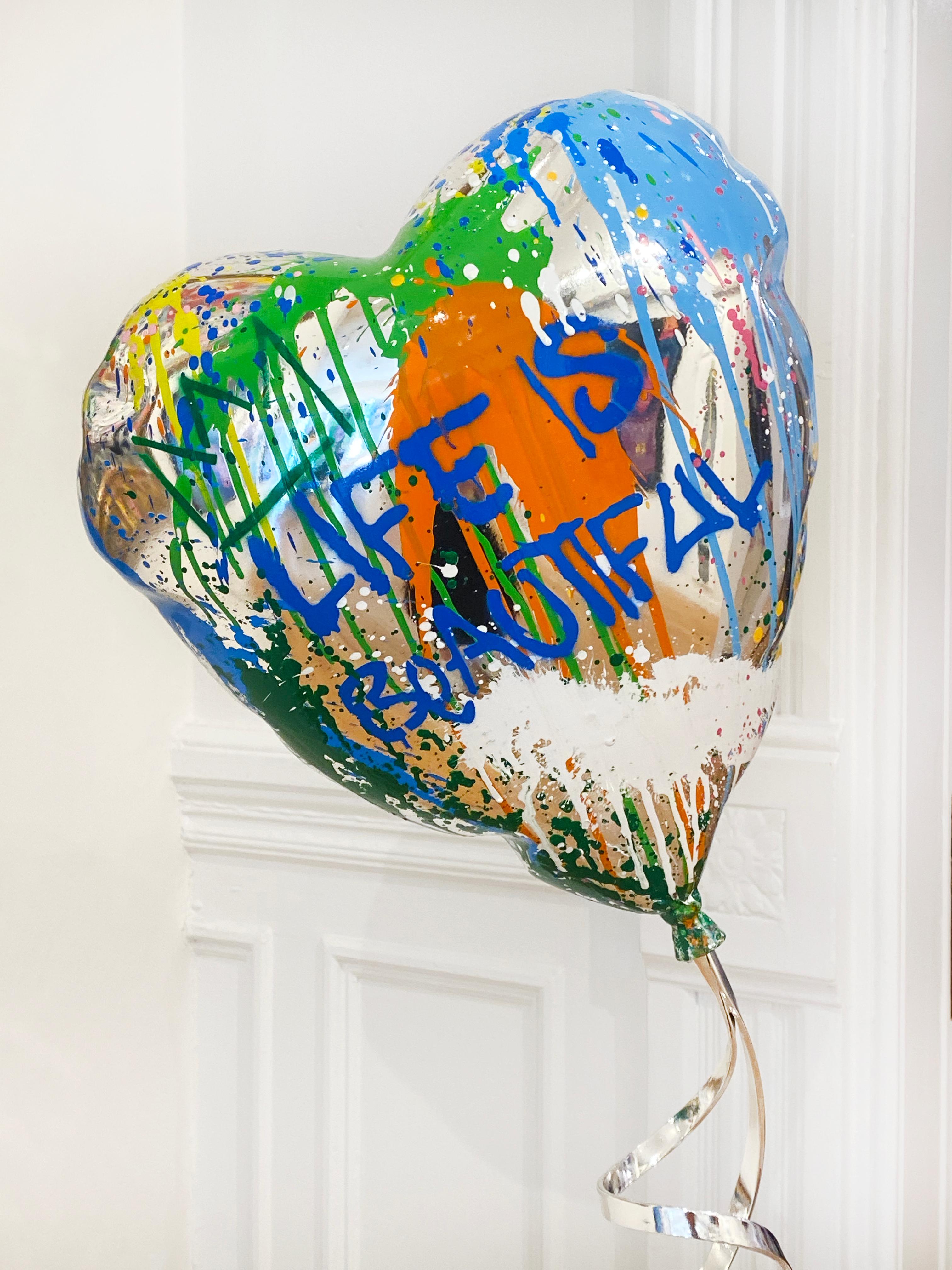 Flying Balloon Heart - Street Art Mixed Media Art by Mr. Brainwash