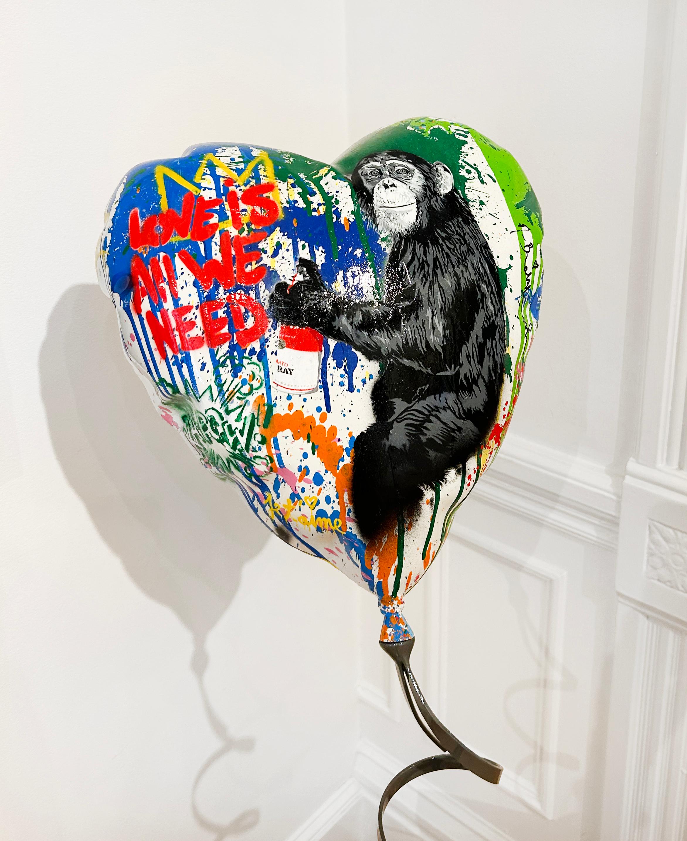 Flying Balloon Heart - Street Art Sculpture by Mr. Brainwash