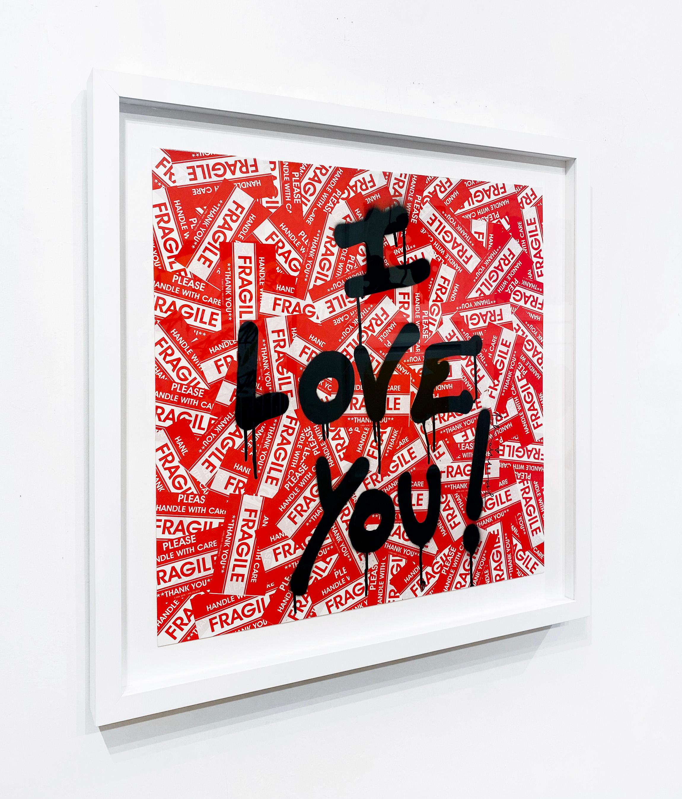 Artist:  Brainwash, Mr.
Title:  I Love You
Series:  I Love You
Date:  2022
Medium:  Spray Paint and Stickers on Paper
Unframed Dimensions:  24