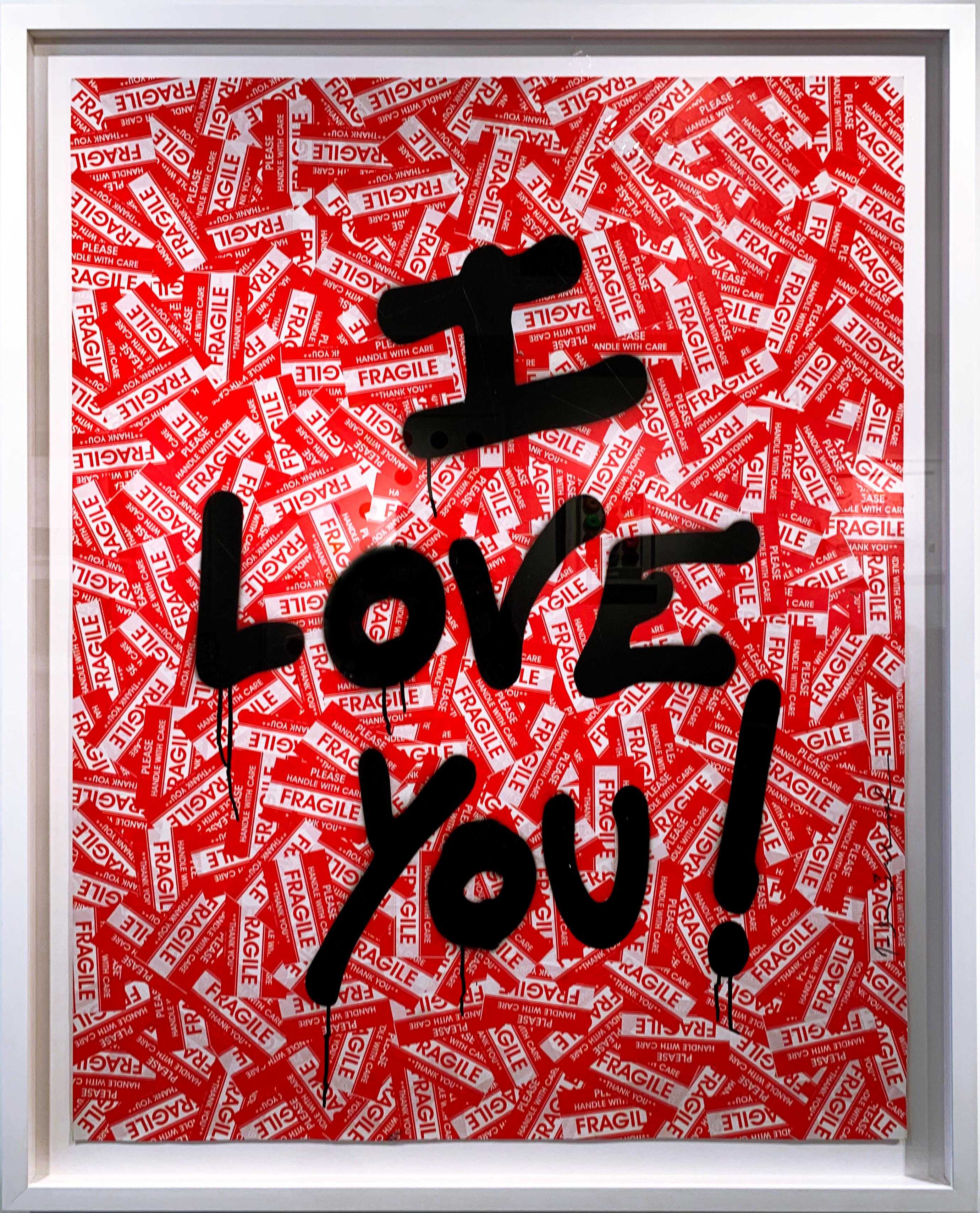 Contemporary Art - Mixed media on canvas - I love you dressed in