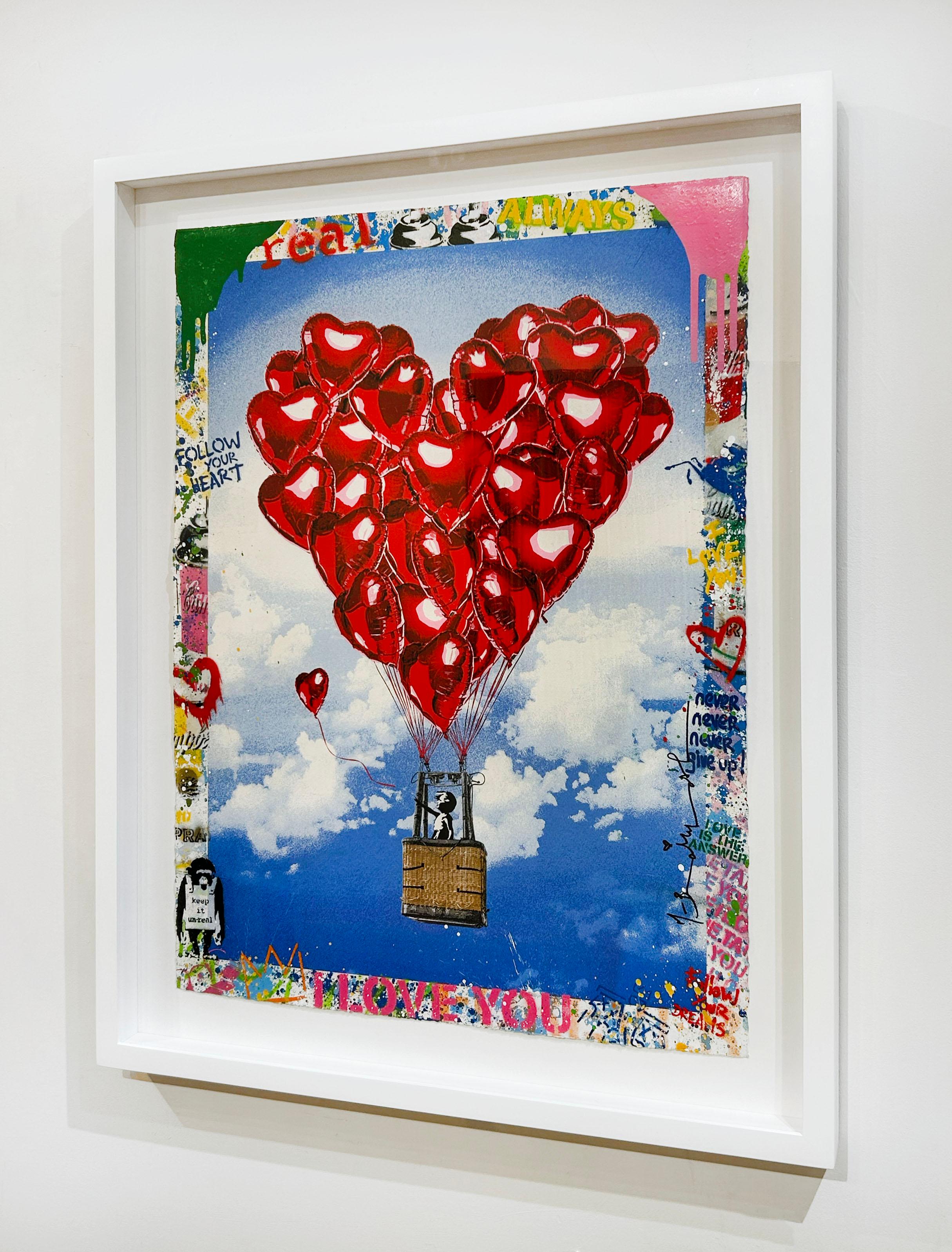 Artist:  Brainwash, Mr.
Title:  Love Above All
Date:  2024
Medium:  silkscreen and mixed media on paper
Unframed Dimensions:  30