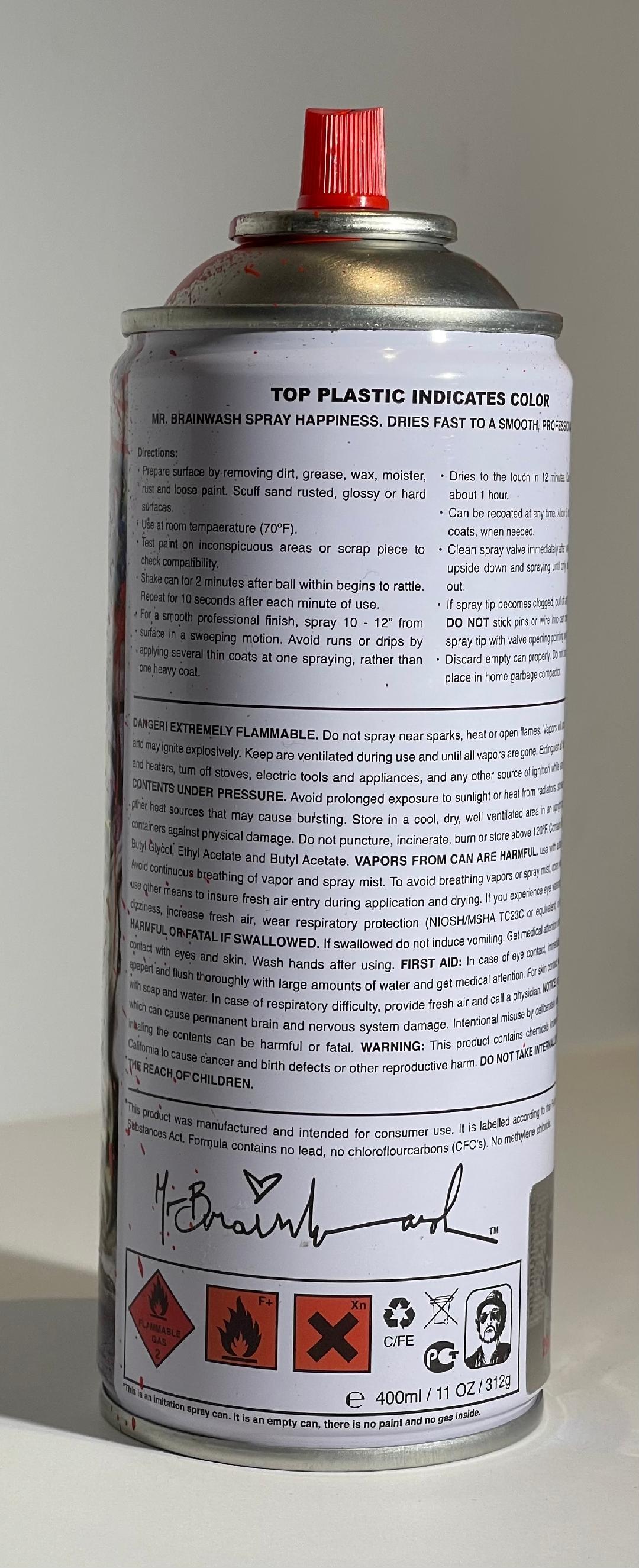 Mr. Brainwash
Love is the Answer Spraycan, 2020 (Blue)
Limited edition metal spray can in custom fitted box
7 1/2 × 2 3/4 × 2 3/4 inches
Edition 73/125
Plate signed on the back; dated and uniquely numbered 73/125 on the underside (see photos) with