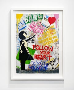 Mr. Brainwash "Balloon Girl" Technique mixte unique sur papier