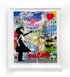 Mr. Brainwash "Balloon Girl" Technique mixte unique sur papier