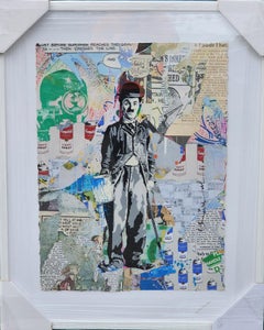 MR. BRAINWASH 'CHAPLIN, 2023' ORIGINAL 1/1 UNIQUE ON PAPER FRAMED