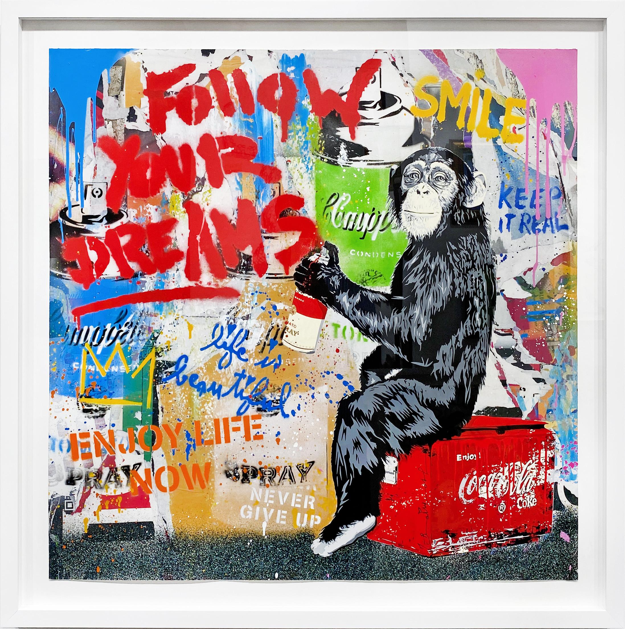 Mr Brainwash "Alltag" Einzigartige Mischtechnik auf Papier – Mixed Media Art von Mr. Brainwash