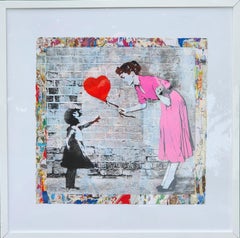 Mr. Brainwash 'Love Catcher - 2023' original 1/1 Unique sur papier encadré