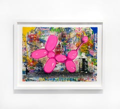 Mr. Brainwash "Puppy Love" Unique Mixed Media on paper