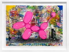Mr. Brainwash "Puppy Love" Unique Mixed Media on paper