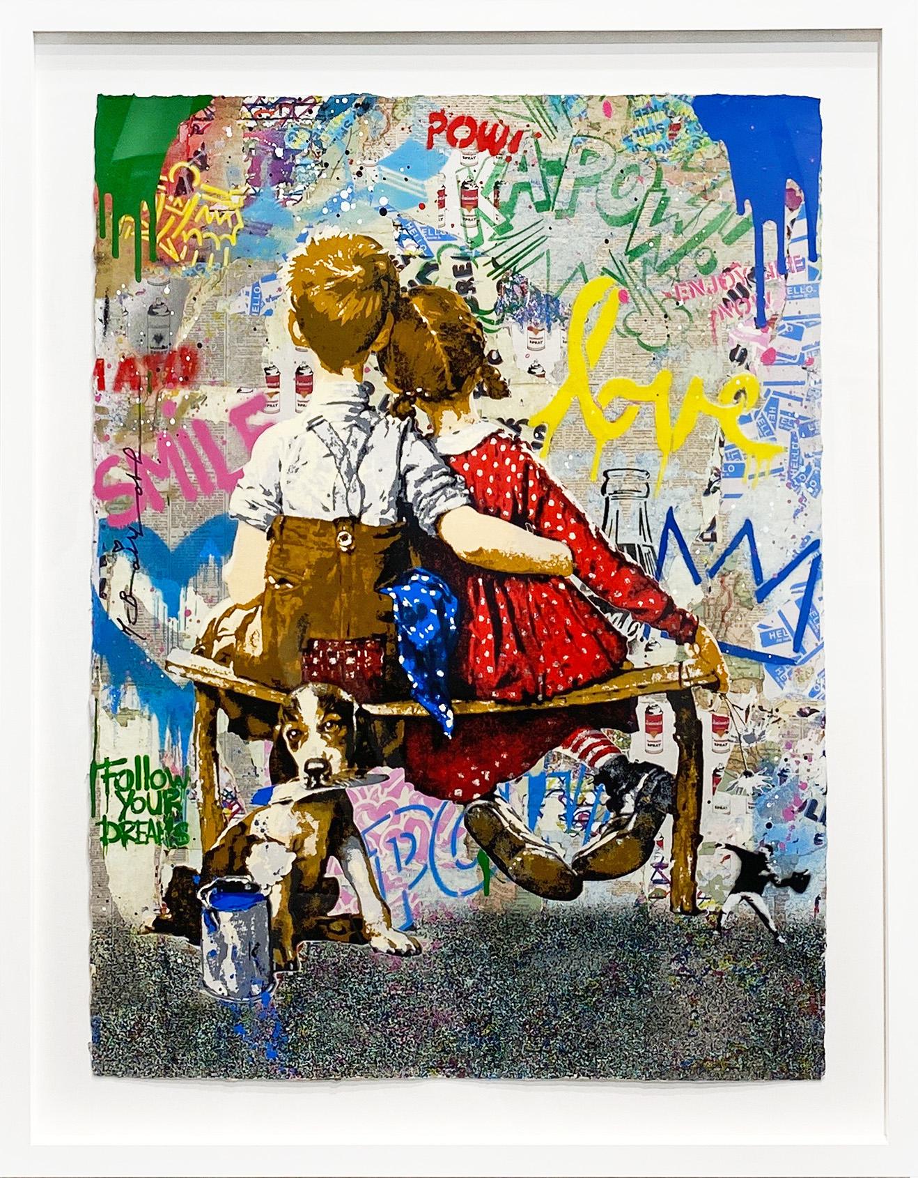 Artist:  Brainwash, Mr.
Title:  Work Well Together
Date:  2025
Medium:  Silkscreen and Mixed Media on Paper
Unframed Dimensions:  30" x 22"
Framed Dimensions:  36" x 28"
Signature:  Signed
Edition:  Unique

A provocative figure in the world of