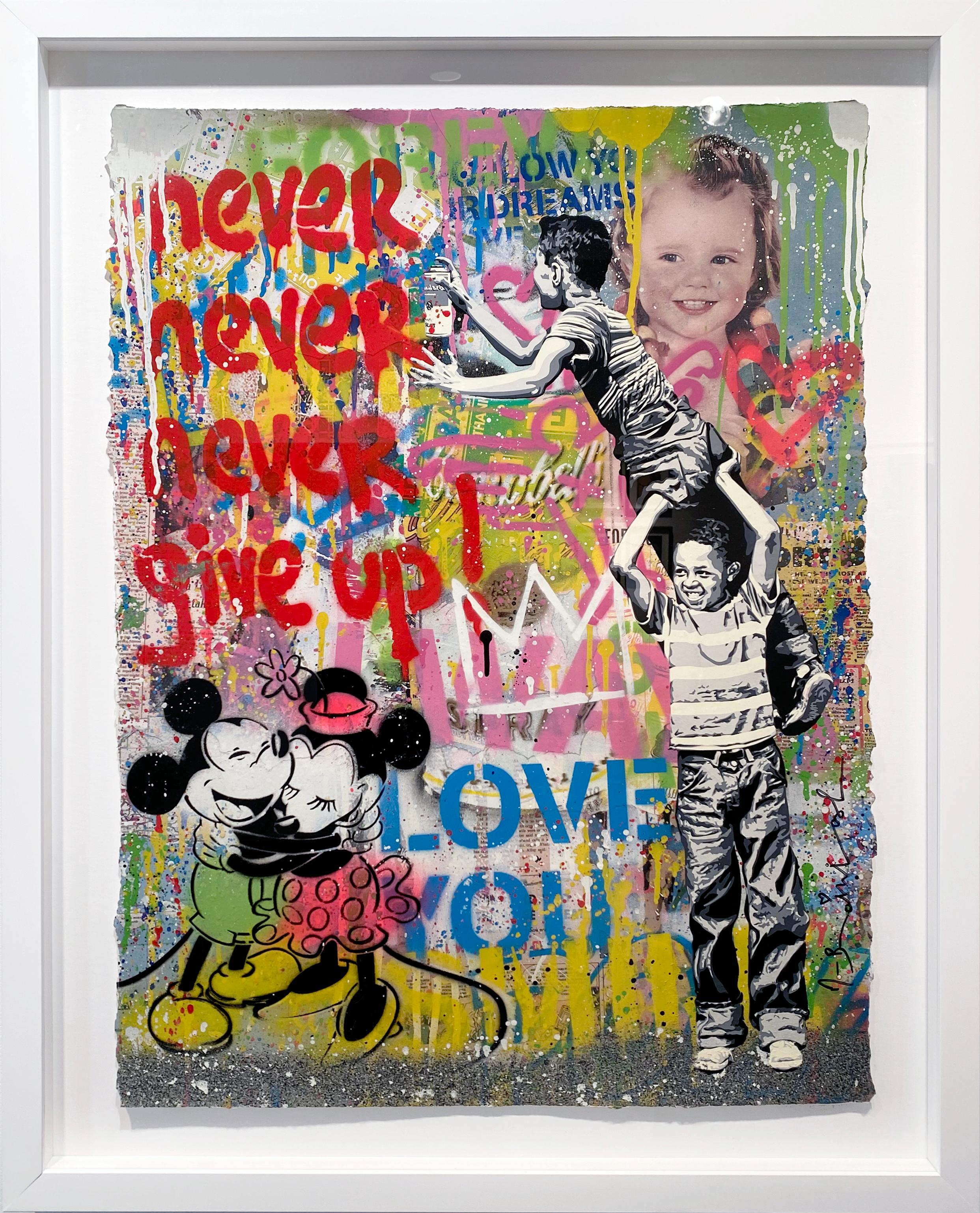 Never Never Give Up - Mixed Media Art by Mr. Brainwash
