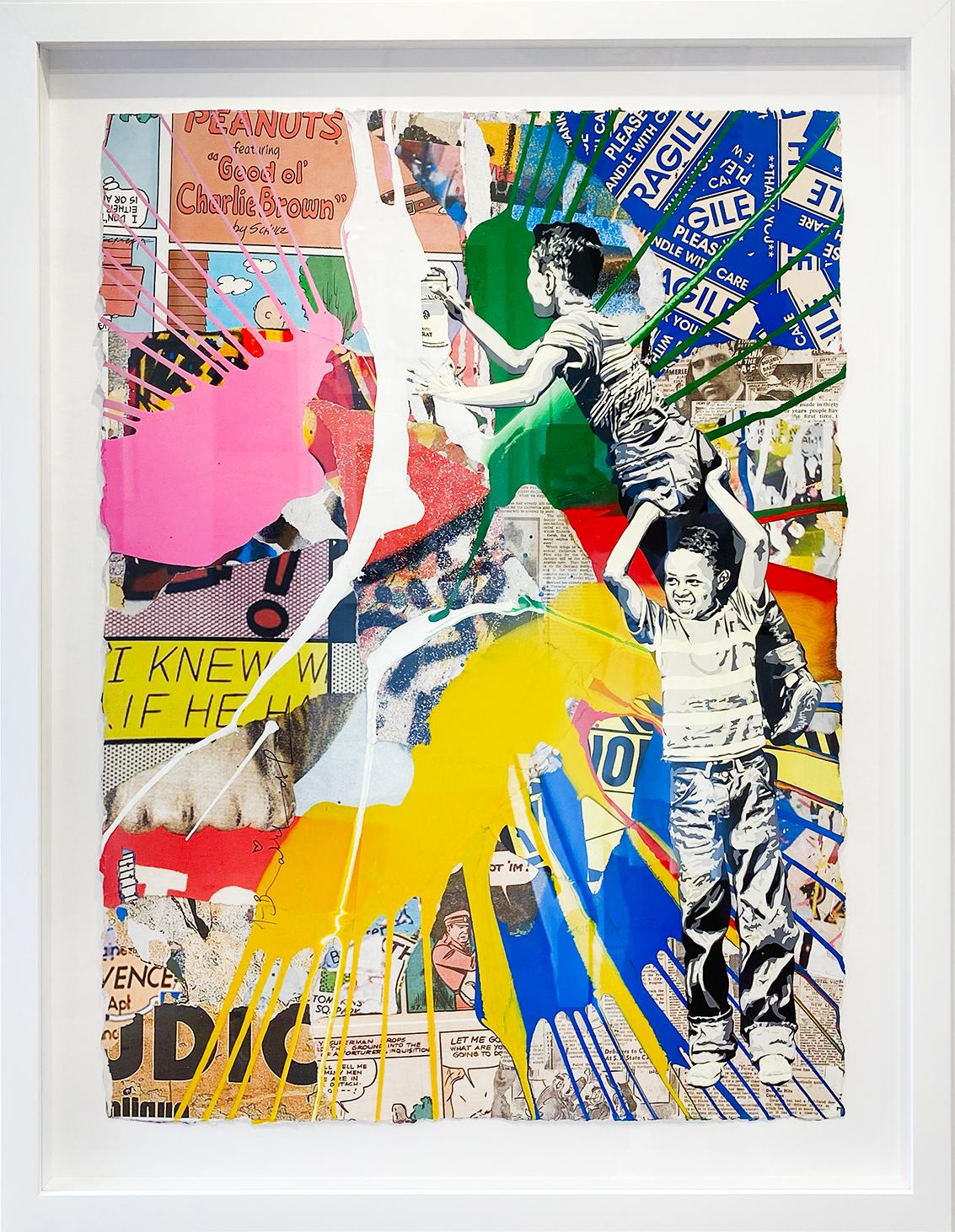 Niemals, niemals aufgeben! – Mixed Media Art von Mr. Brainwash