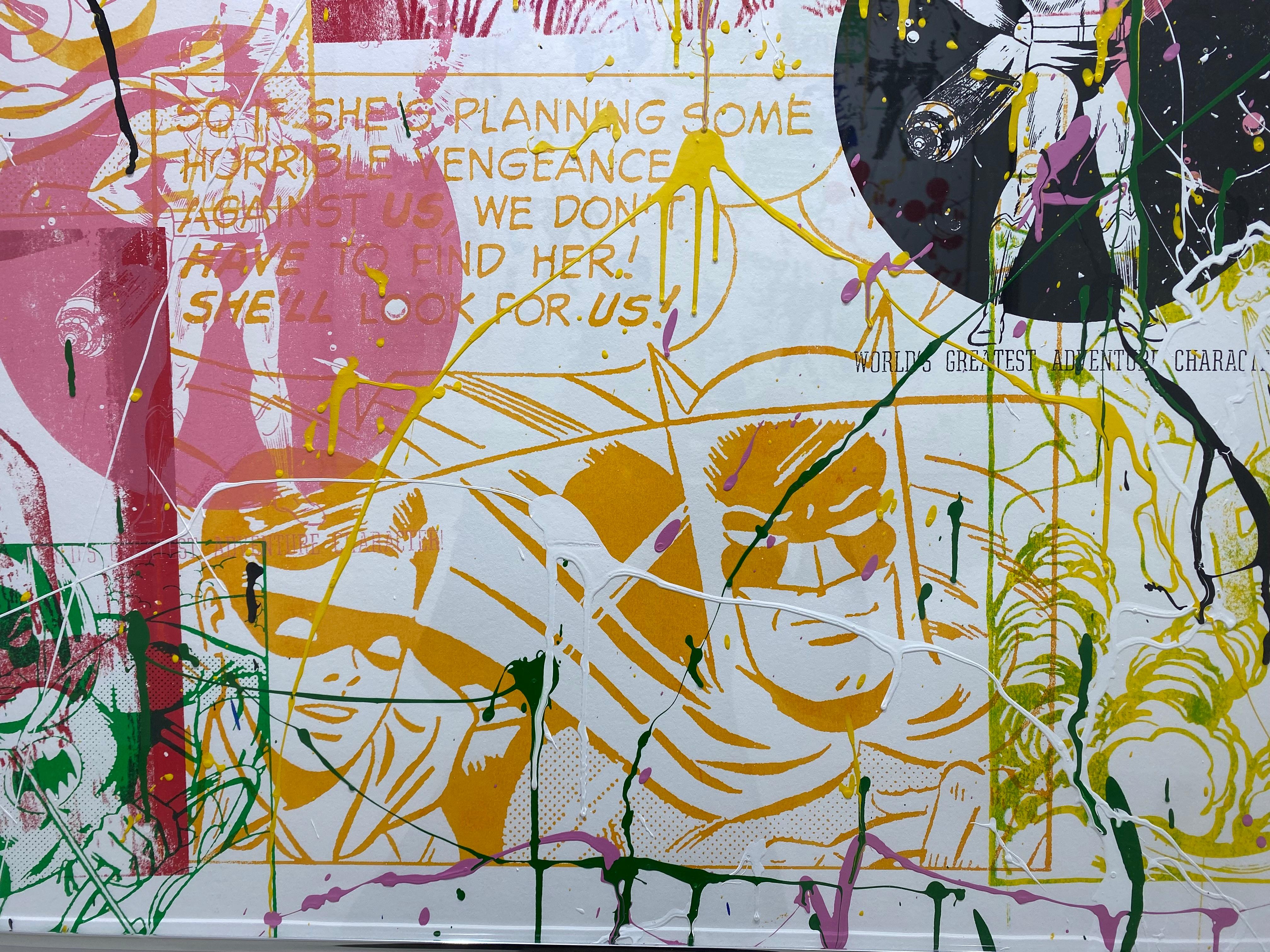 Pop Scene, 2019
Mixed-Media

Mr. Brainwash mix bright colors in any combination with sometimes controversial content. He uses a variety of techniques such as printmaking, mixed media with spray paint, painting and collage techniques and enriches his