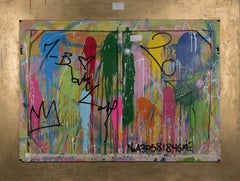 "Pop Wall", serigrafia e tecnica mista su tela con cornice di Mr. Brainwash