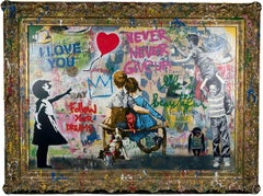 "Pop Wall" sérigraphie et techniques mixtes sur toile avec cadre par Mr. Brainwash