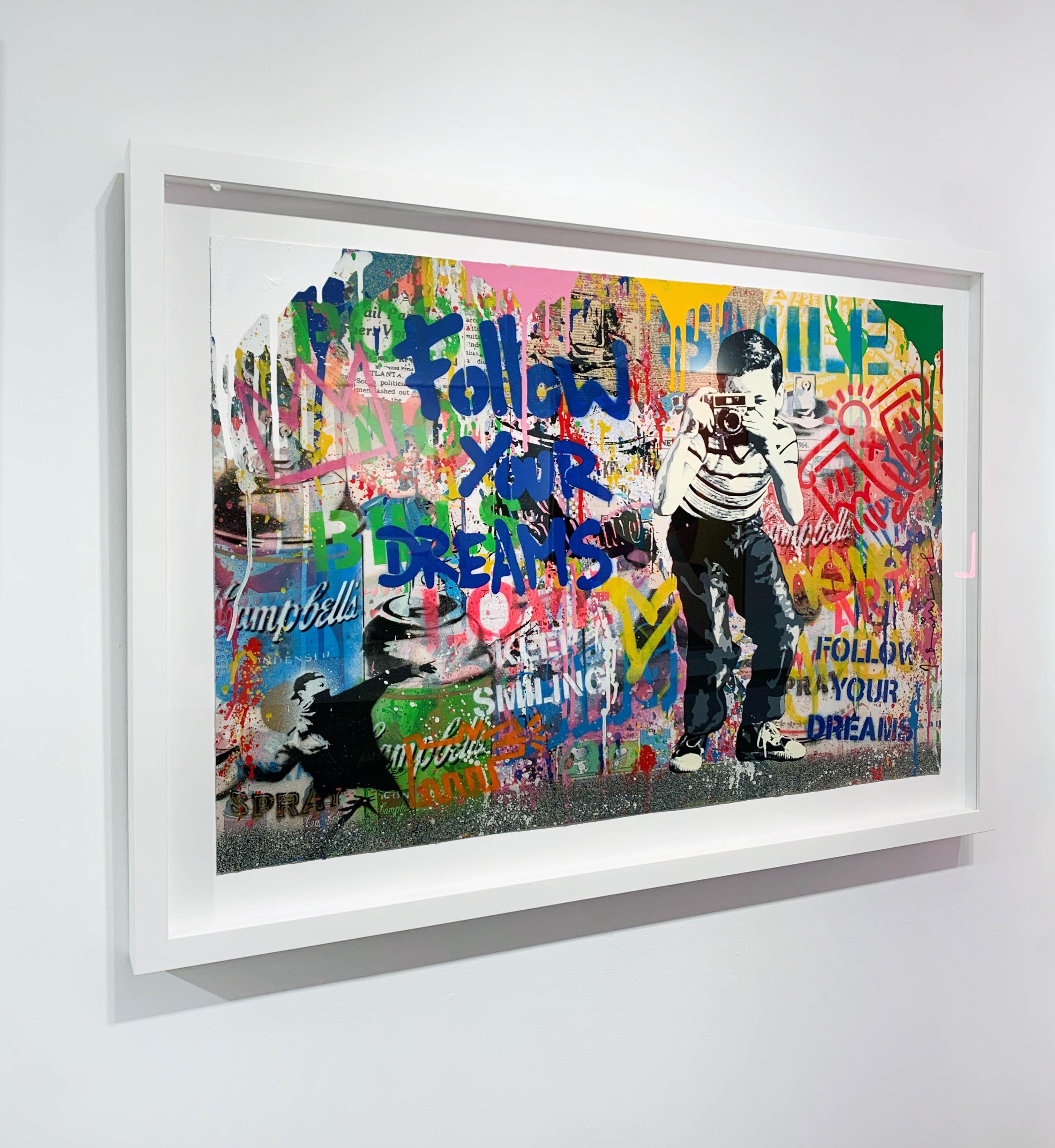 Artist:  Brainwash, Mr.
Title:  Smile
Date:  2020
Medium:  Silkscreen, mixed media on paper
Unframed Dimensions:  24