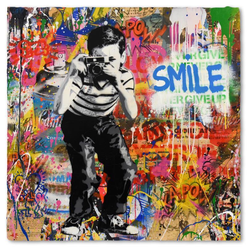 "Smile" Mixed Media Original (40" x 40") - Mixed Media Art by Mr. Brainwash