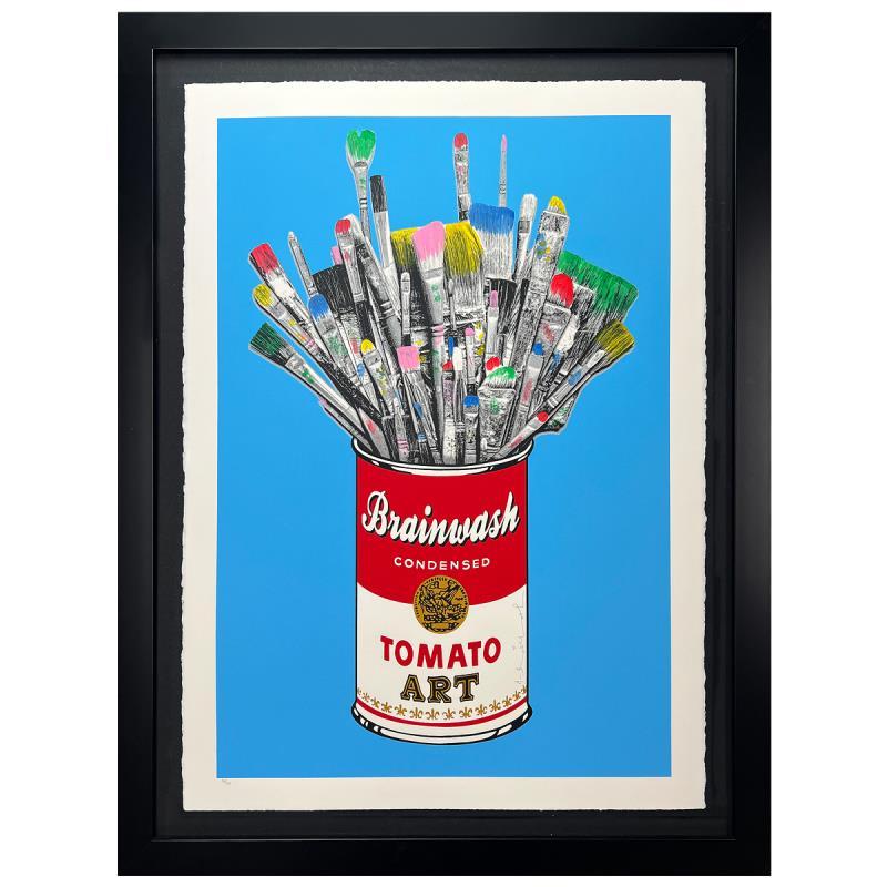 "Tomato Pop (Blue)" Framed Limited Edition Hand-Finished Silk Screen - Mixed Media Art by Mr. Brainwash