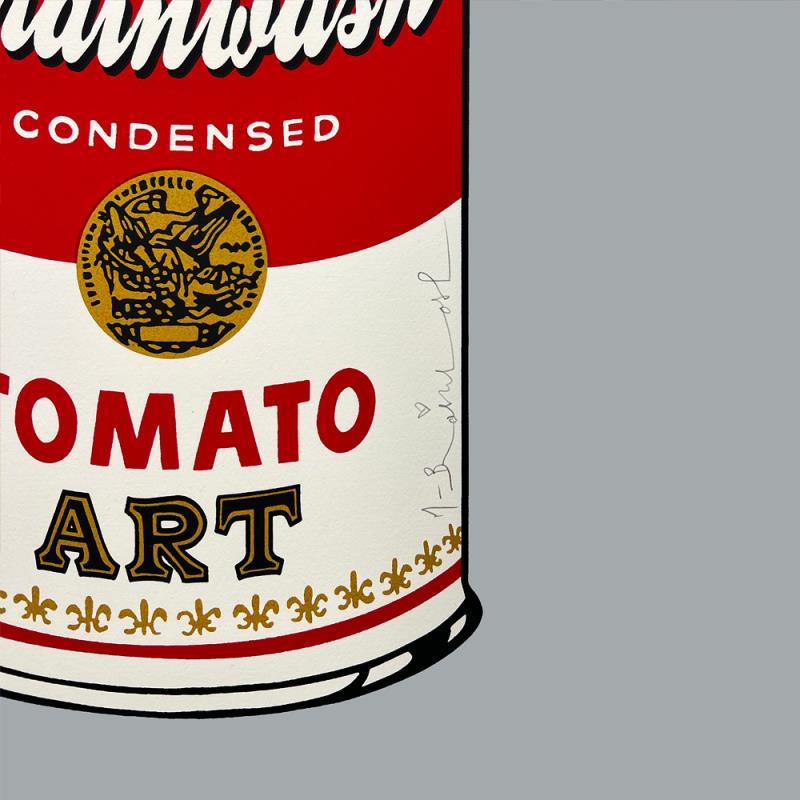 Paravent Tomato Pop (gris) encadré en édition limitée en soie polie à la main - Contemporain Mixed Media Art par Mr. Brainwash