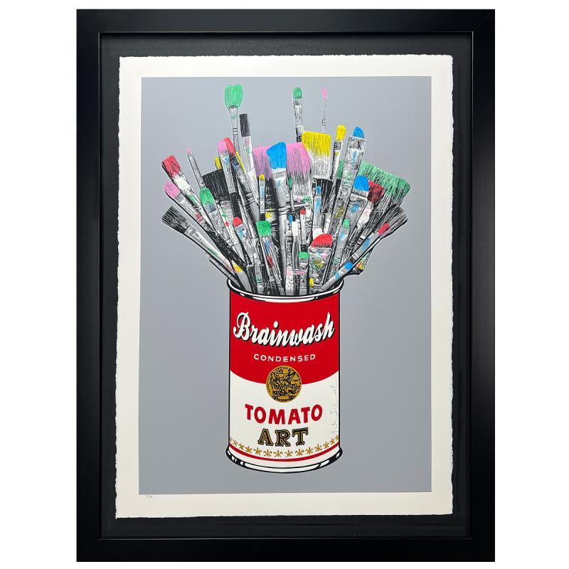 "Tomato Pop (Grey)" Framed Limited Edition Hand-Finished Silk Screen - Mixed Media Art by Mr. Brainwash
