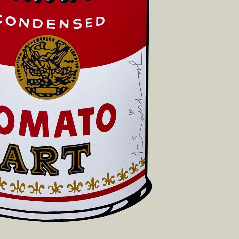 Paravent Tomato Pop (Off-White) encadré en édition limitée en soie polie à la main - Contemporain Mixed Media Art par Mr. Brainwash