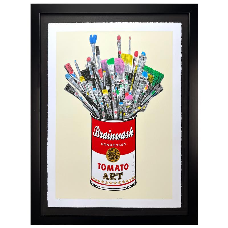 "Tomato Pop (Off-White)" Framed Limited Edition Hand-Finished Silk Screen - Mixed Media Art by Mr. Brainwash