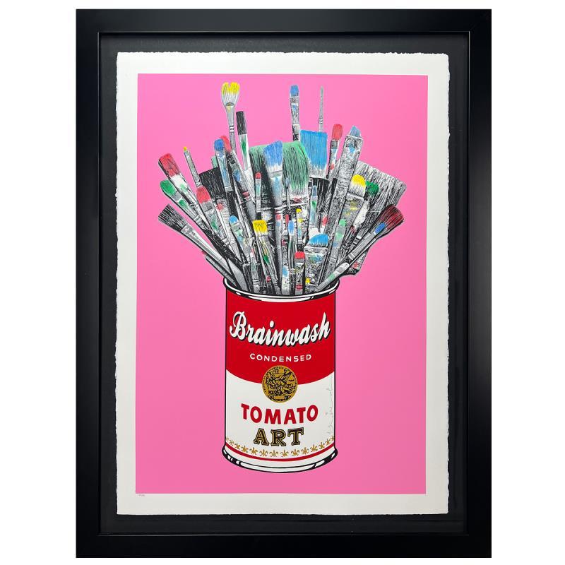"Tomato Pop (Pink)" Framed Limited Edition Hand-Finished Silk Screen - Mixed Media Art by Mr. Brainwash